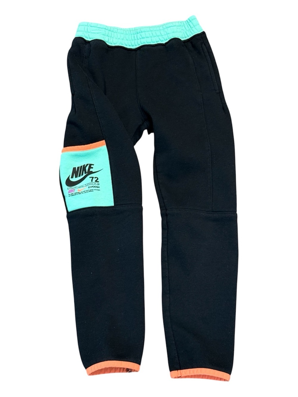 Nike Black Joggers Sweatpants with Mint Waistband and Orange Trim